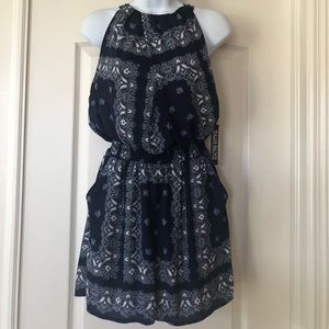 NWT NY & Co. navy bandana print shorts romper S